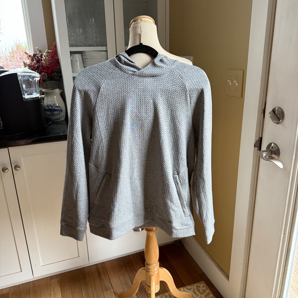 Lululemon Textured Double-Knit Cotton Hoodie Grey Black LM3EOZS Mens Small‎ NEW